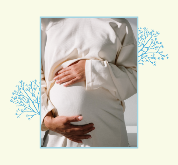 Prenatal, lactation, breastfeeding education services - mother holding pregnant stomach